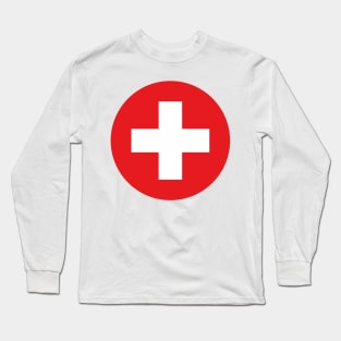 Embrace Swiss Flair: Beautiful Enamel Pin with Swiss Flag Design Long Sleeve T-Shirt